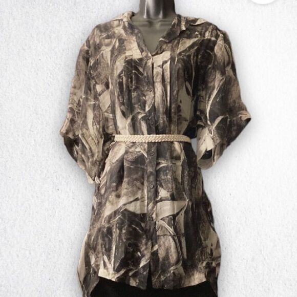 𝅺: : ROBERT RODRIGUEZ Sheer Short Sleeve Tunic or Dress Style Long Blouse : : - Picture 1 of 14